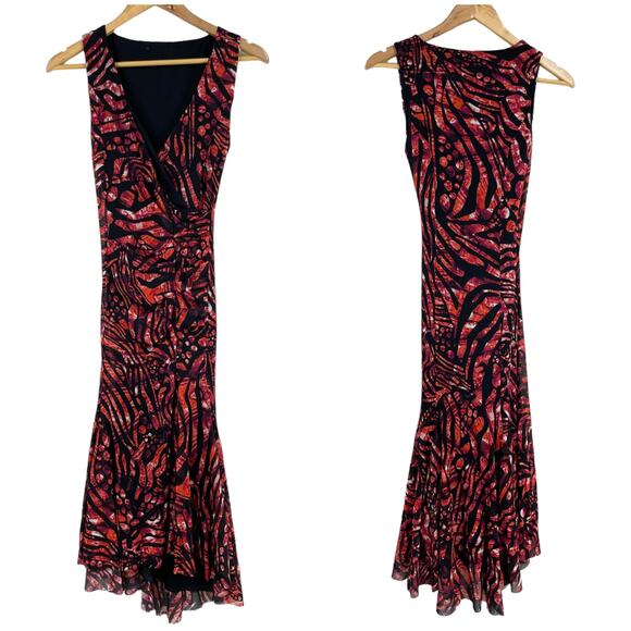 Fuzzi NWOT Abito Ruched Sleeveless A-Line Dress Passion V-Neck Faux Wrap S/M - Picture 3 of 9